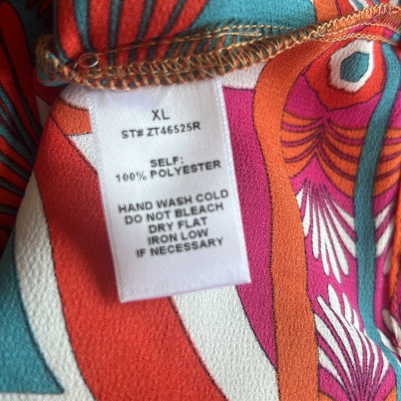 NWT Peach V-Neck Tie Top Retro floral art deco print - Picture 10 of 11